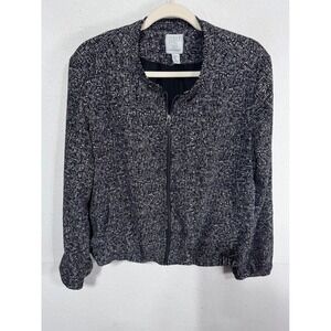 Paraphrase XL Black Bomber Jacket Women's Full Zip‎ Textured